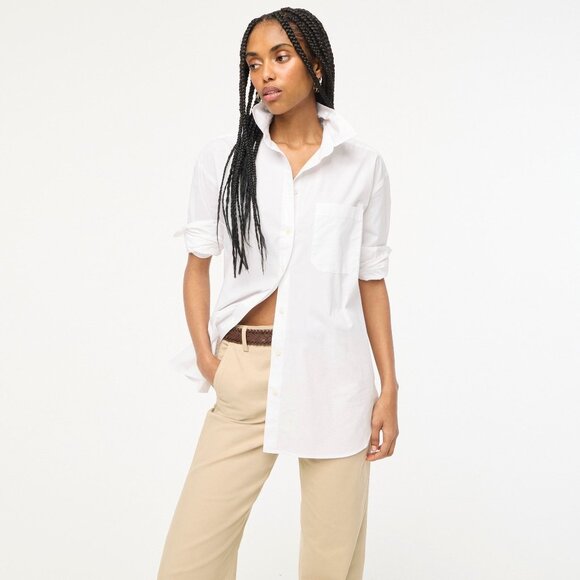 J. Crew Relaxed Button-Up Shirt Women XXS White Career Polished Professional NWT - Picture 15 of 16